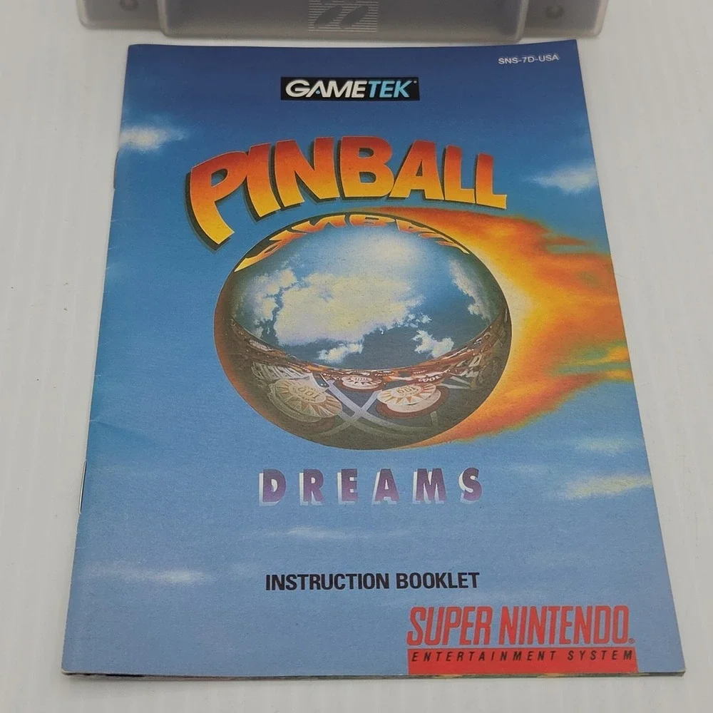 Pinball Dreams Super Nintendo SNES 1994 GameTek SNS-7D-USA Cartridge & Manual
